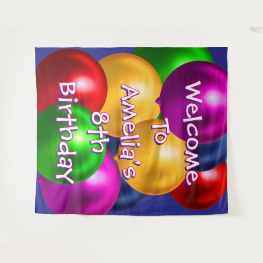 Balloon Birthday Welcome Tapestry Wandteppich (Vorderseite (Horizontal))
