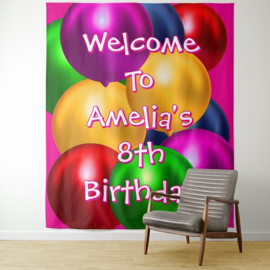 Balloon Birthday Welcome Tapestry Wandteppich (Beispiel)