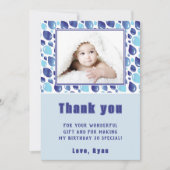 Balloon Blue Kid's Foto Geburtstag Dankeskarte (Vorderseite)