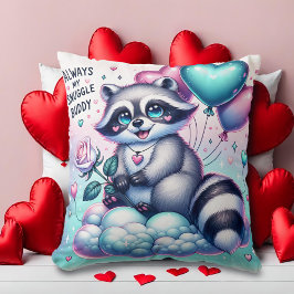 Balloon Bouquet Raccoon Valentines Kissen