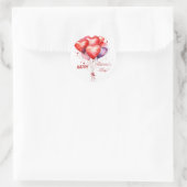 Balloon Bouquet Red and Pink Hearts Runder Aufkleber (Tasche)