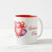 Balloon Bouquet Red and Pink Hearts Zweifarbige Tasse (VorderseiteRechts)
