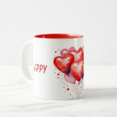 Balloon Bouquet Red and Pink Hearts Zweifarbige Tasse (Vorderseite Links)