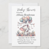 Balloon Bouquet und eine hübsche Elephant-Babydusc Einladung (Vorderseite)