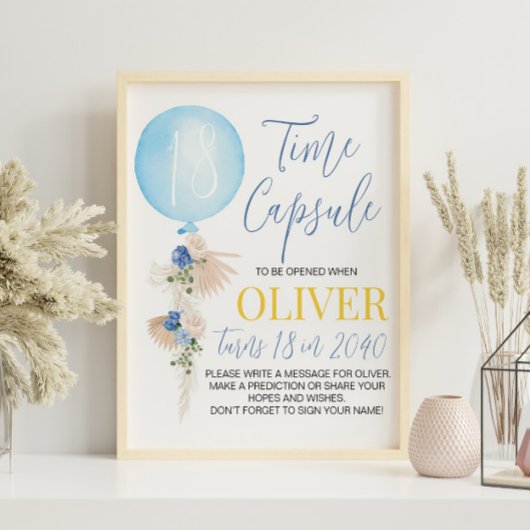 Balloon Boy Birthday Time Capsule Sign Poster