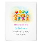 Balloon Buddies Bash Boy 1st Birthday Party Sign Fotodruck (Vorne)