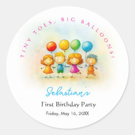 Balloon Buddies Bash Boy 1st Birthday Stickers Fun