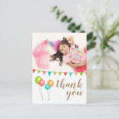 Balloon Bunting Flags Danke, Foto Postkarte (Stehend Vorderseite)