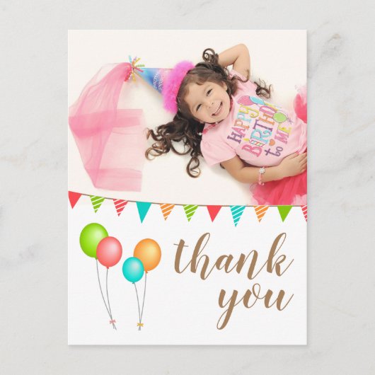 Balloon Bunting Flags Danke, Foto Postkarte (Vorderseite)
