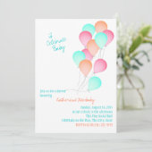 Balloon Celebration Baby Dusche Einladung (Stehend Vorderseite)