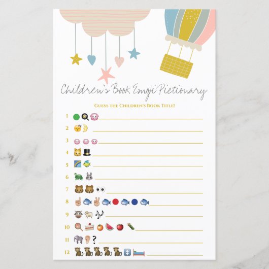 Balloon Children's Book Emoji Baby Shower Game (Vorderseite)
