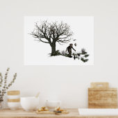 Balloon Clown Old Tree & Black Birds Original Poster (Küche)