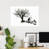 Balloon Clown Old Tree & Black Birds Original Poster (Heimbüro)