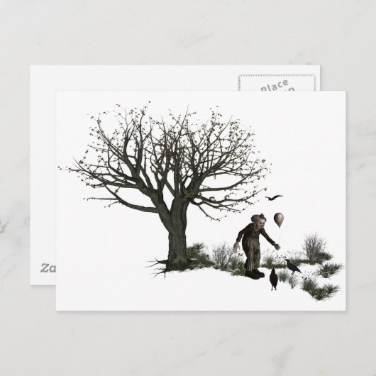 Balloon Clown Old Tree & Black Birds Original Postkarte (Vorne/Hinten)