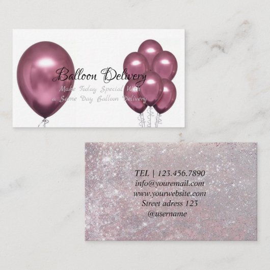 Balloon Delivery Business Card Visitenkarte (Vorne/Hinten)
