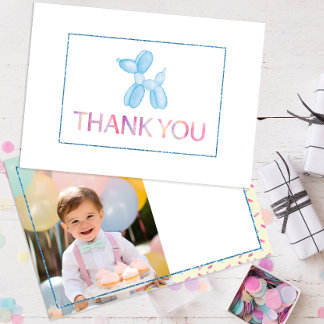 Balloon Dog Danke, dass Sie Foto Card für Kinder Einladung
