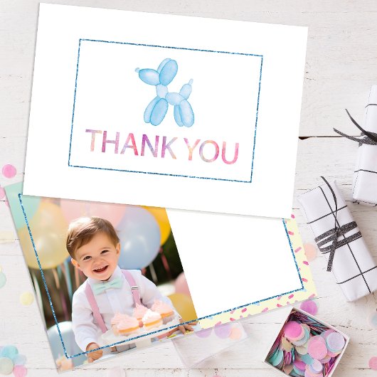 Balloon Dog Danke, dass Sie Foto Card für Kinder Einladung