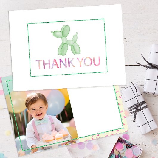 Balloon Dog Green Danke-Card Einladung