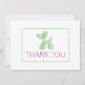 Balloon Dog Green Danke-Card Einladung (Vorderseite)