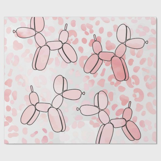 Balloon Dog Leopard rosa Muster Geschenkpapier (Flach)