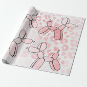 Balloon Dog Leopard rosa Muster Geschenkpapier (Ungerollt)