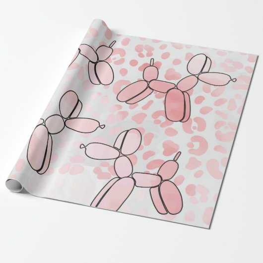 Balloon Dog Leopard rosa Muster Geschenkpapier (Ungerollt)