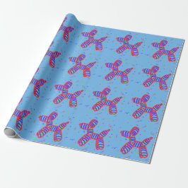 Balloon Dog Party Blue Background Wrapping Paper Geschenkpapier