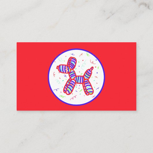 Balloon Dog Party Bright Red Business Cards Visitenkarte (Rückseite)