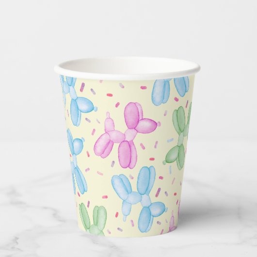 Balloon Dog Pastel Birthday Cups Pappbecher (Vorderseite)
