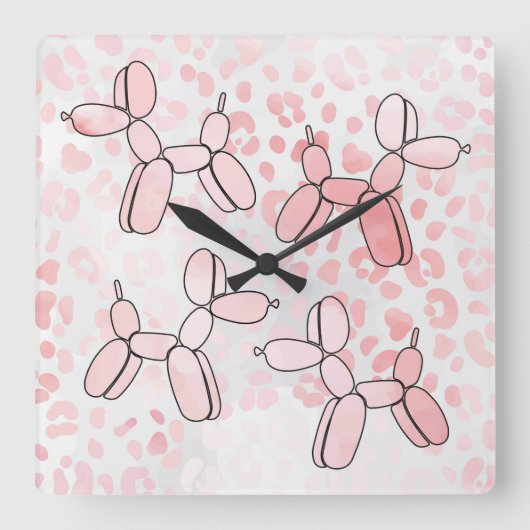 Balloon Dog Pattern Quadratische Wanduhr (Vorderseite)