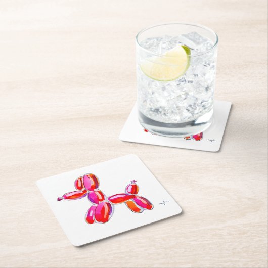 Balloon Dog Rechteckiger Pappuntersetzer (Vor Ort)