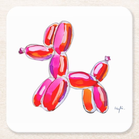 Balloon Dog Rechteckiger Pappuntersetzer (Vorderseite)
