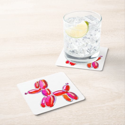 Balloon Dog Rechteckiger Pappuntersetzer (Vor Ort)