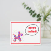 Balloon Dogs Party Einladungspostkarte (Stehend Vorderseite)