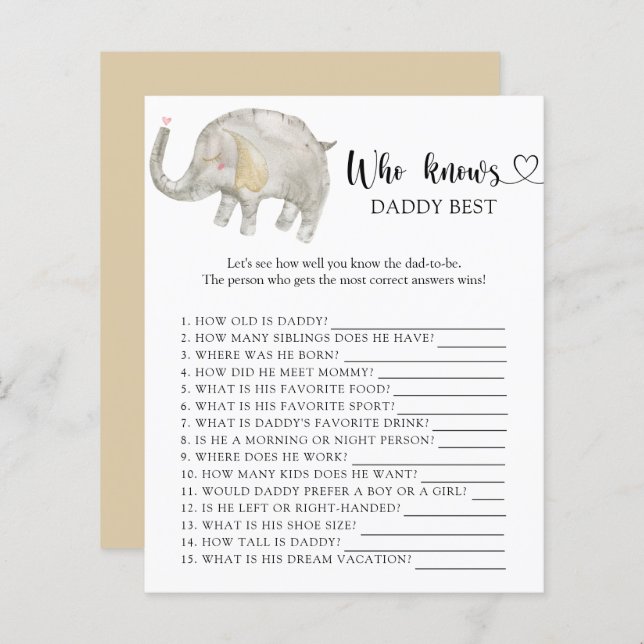 Balloon Elephant - Wer kennt DADDY bestes Spiel (Vorne/Hinten)