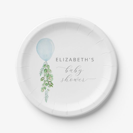 Balloon Eucalyptus Boy Baby Showroom Pappteller (Vorderseite)