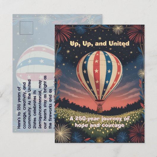 Balloon Fireworks 1776–2026 Backyard Party Invite! Postkarte (Vorne/Hinten)