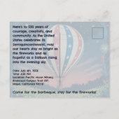 Balloon Fireworks 1776–2026 Backyard Party Invite! Postkarte (Rückseite)