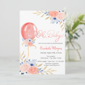 Balloon Floral Baby Shower Einladung (Stehend Vorderseite)