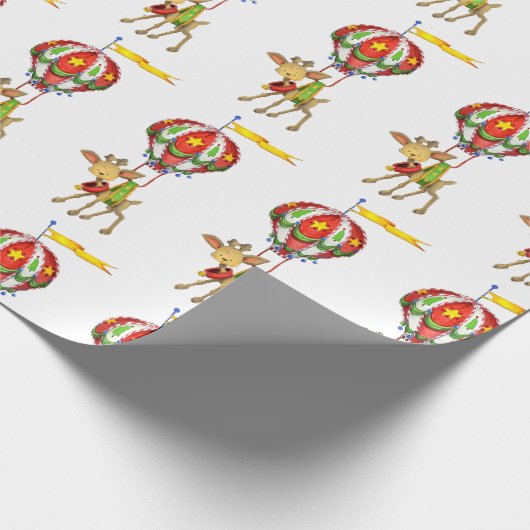 Balloon Flying Reindeer Geschenkpapier (Ecke)