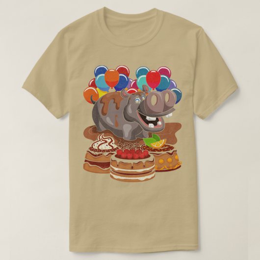 Balloon Funny Hippopotamus Kindergeburtstag T-Shirt (Design vorne)