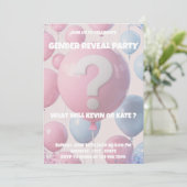 Balloon Gender Reveal Party Einladung (Stehend Vorderseite)