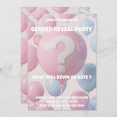 Balloon Gender Reveal Party Einladung (Vorne/Hinten)