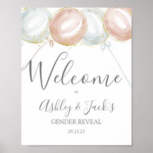 Balloon Gender Reveal Welcome Poster (Vorne)