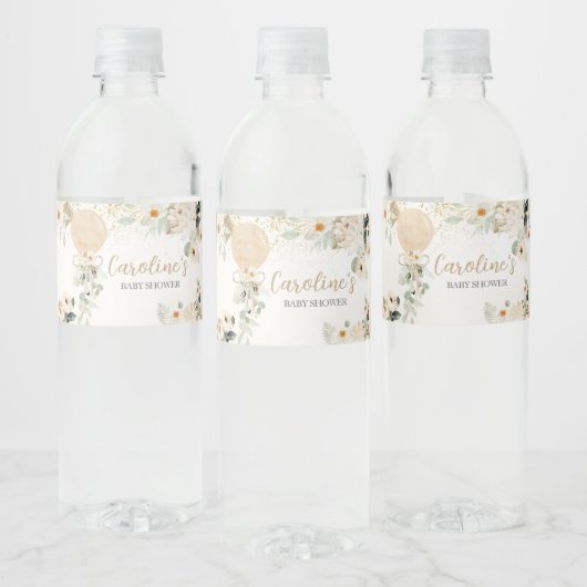 Balloon Greenery Gender Neutral Baby Dusche Wasserflaschenetikett (Flaschen)