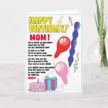 BALLOON Happy Birthday MAMA Card niedlich