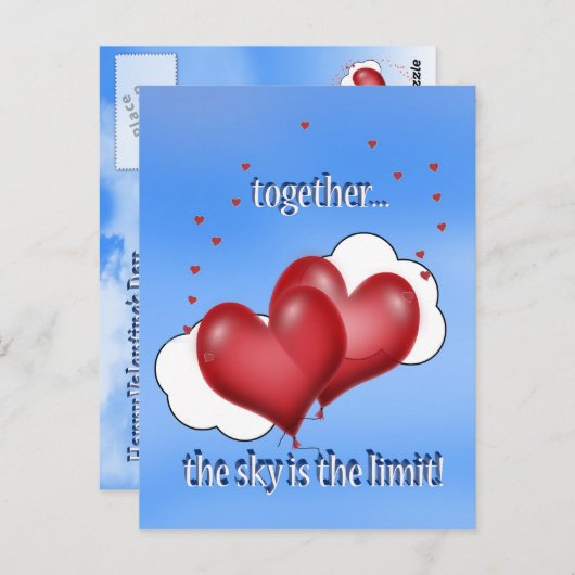 Balloon hört mit kleinen Herzen Postkarte (Vorne/Hinten)