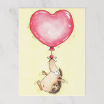 BALLOON IGEL Postkarte von Nicole Janes<br><div class="desc">Ein herzförmiger Ballon zieht einen Igel in die Luft.</div>