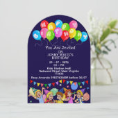 Balloon Kids Birthday Invitation Einladung (Stehend Vorderseite)