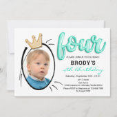 Balloon Letters | Modernes vierjähriges Jungs-Foto Einladung (Vorderseite)